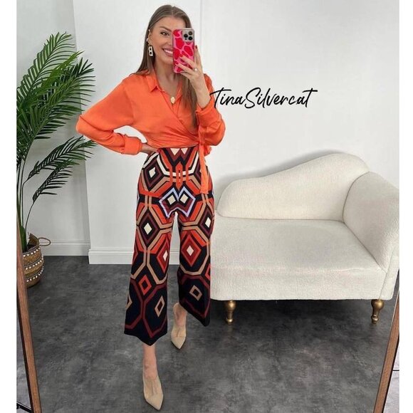 BLOGGER'S FAVE! Zara Retro High Waisted Culottes NWT - Picture 4 of 17